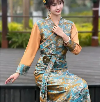 Рокля в китайски етнически стил, тибетски халат Кангба