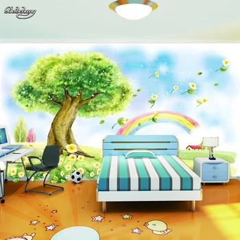 beibehang papel de parede тапети в реален размер, мультяшные тапет зад леглото, детска стая, тапети със синьо небе