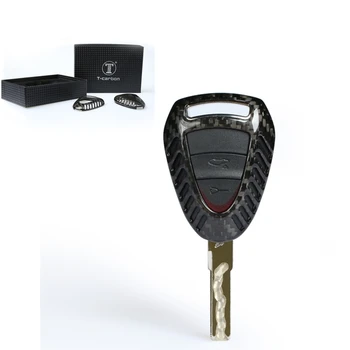 За Porsche Boxter 911 Cayman Auto Smart Remote Key Shell Ключодържател Калъф от настоящето въглеродни влакна, Черно/червен на осп
