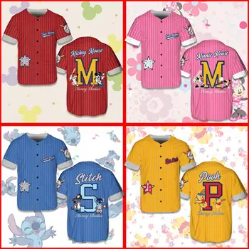 Бейзболна майк Disney Studios Game Day с принтом Мики, мъжка спортна риза с нов дизайн, хавайски бейзболна фланелка