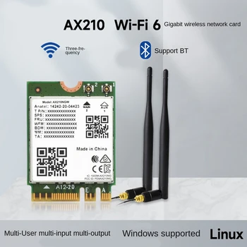 AX210 Трехдиапазонная Безжична мрежова карта Зелен 2,4 Ghz/5 Ghz/6 Ghz 5374 Mbit/BT5.2 Wifi 6E Безжичен модул 802.11 AX Поддръжка на МУ-MIMO