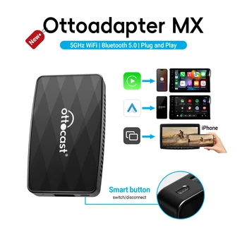 Ottoadapter MX Wireless CarPlay Android Auto 3 in1 Адаптер за Apple AirPlay автоаксесоари за Toyota, VW Hyundai Kia Nissan MG