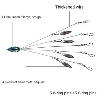Teyssor 5 Arms Umbrella Rig Риболовни примамки с бочкообразными вертлюжками за окуневых примамки