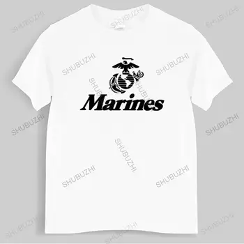 Мъжки Памучен Тениска Лятна Брандираната Тениска на Морската пехота на САЩ United States Marines USMC Военна Мъжка Тениска Топ Тениски