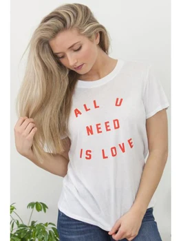 Тениска със слоган All You Need Is Love, топ за момичета на 90-те години, Хипстерская козметична тениска Tumblr, Женски годишният модерен графичен топ