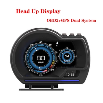 HUD OBD2 + GPS Цифров Сензорен Дисплей Автомобилна Електроника Умен Монитор Сот Температурата на Водата Масло Обороти в минута GPS За Всички автомобили