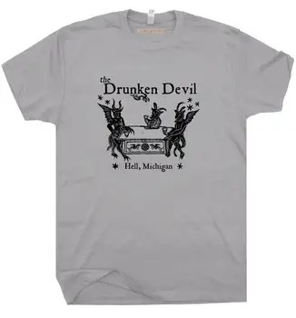 Пиян Дяволът Ад Унисекс Тениска С принтом 1692 Мъжки Тениски, World Traveler Графична тениска Ретро Памучни Мъжки Тениски
