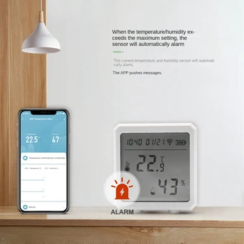 Sasha WIFI Сензор за Температура И Влажност на въздуха LCD дисплей Вътрешен Влагомер Детектор Сензор Smart Life App Подкрепа Алекса Google Home