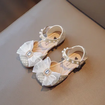 Обувки за деца, момичета, Елегантен кристал с перлата на носа, Сладка принцеса, представяне на Мери Джейн, Сладка принцеса, Детски сандали с чорапи
