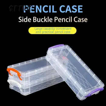 Пластмасов прозрачен молив случай 1БР Голям капацитет, Проста кутия с двоен обтегач, кутия за чертане на скици за училище канцеларски материали