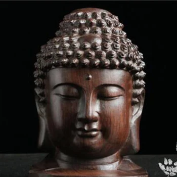 Мода Статуя На Буда Дърво, Дървена Статуетка Махагон Индия Статуя На Главата На Буда Занаяти Декоративен Орнамент