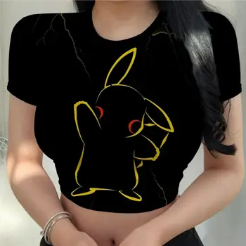 Тениска Pokemon Fashion Y2k, Нова Аниме-Съкратен топ, Секси облекло Harajuku Pikachu, Потници, Облекло Kawaii, Дамски тениски, Лято 2023