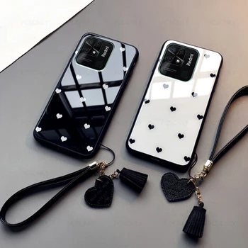 Стъклена калъф за Redmi 10 Prime 10В 10A 10X Pro Fashion Love Heart, твърд калъф за вашия телефон