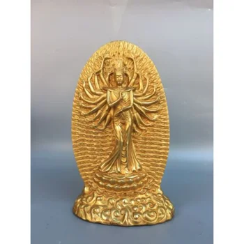 Бронзова Позлатена Статуя на Буда Авалокитешвары с Хиляда Ръце