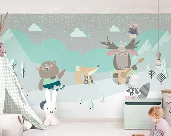 beibehang Индивидуални модерни сладки кози, мечки, зайци, лисици, облаци, детски тапети, тапети papel de parede 3d papier peint behang