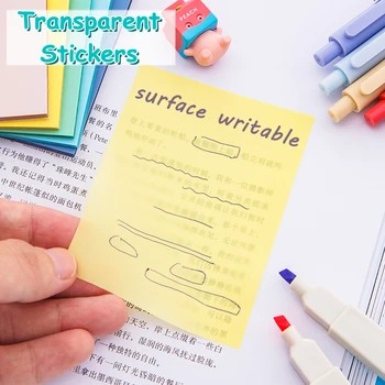 50ШТ домашни самозалепващи прозрачни непромокаеми бележник пастелни тонове за студентски канцеларски материали, тетрадка за дневник 