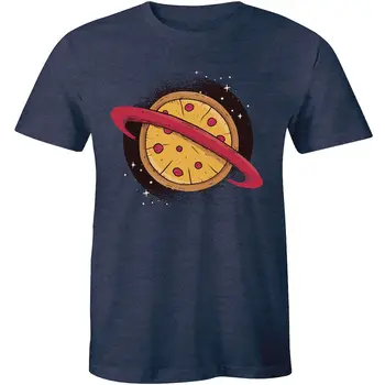 Yummy Пица Saturn Ring Planet - мъжки t-shirt премиум-клас с кръгло деколте в подарък