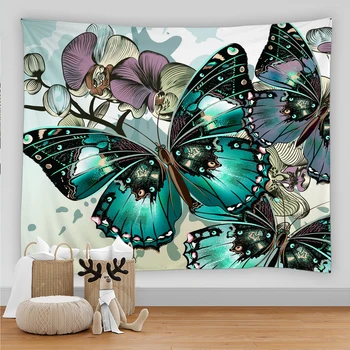 Цветен гоблен с изображение на пеперуда, 3D Декор на стая, Естетика, Изкуство Гоблен, Окачена на стената, Началната дневна, Украса спални, Гоблен