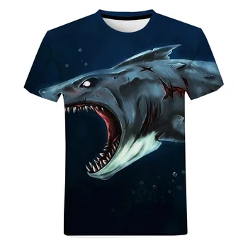 3D-печат на акула, популярно нов домашен любимец, популярна прекрасна бяла тениска, лятна мода, Топла градинска дрехи, мъжки дрехи, hoody в стил хип-хоп