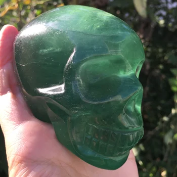 600-650 грама Натурален Зелен Флуорит Кварцов Череп Скъпоценен Камък на Главата на своето Изцеление Crystal Craft Домашно Декоративно Изцеление
