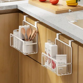 Проста подвесная кошница на вратата на шкафа-от неръждаема стомана, многофункционална кошница за съхранение, Органайзер за подправки и малки неща за кухня в банята