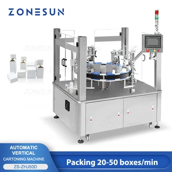 ZONESUN ZS-ZHJ50D Вертикална Полуавтоматична машина за опаковане на по-малки кутии, Опаковъчна машина за опаковане на козметични флакони в тръби