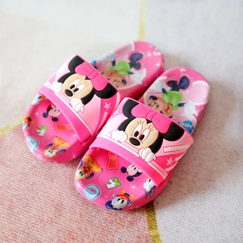 Нови детски сандали Kids artoon Minnie Summer За малки момчета и момичета Anna Elsa Обувки с мека подметка, мини чехли