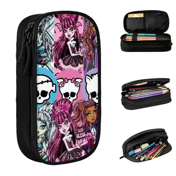 Нови пеналы Monster High Art, молив случай Monster High, Кутия за писалки, дамски чанти голям капацитет, Ученически подаръци, офис консумативи