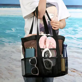 Дамски чанта за съхранение на гмуркане, по-голямата голям чанта през рамо, плажна преносима мрежа чанта, чанти за пътуване, комплект за къпане