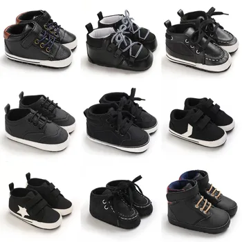 Черна модни и ежедневни тъканта, обувки за новородено, обувки за момчета и момичета, обувки за първите стъпки, Нескользящая детски обувки за бебета