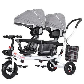 Детска количка-близнак Двойна детска количка Артефакт Детска количка може да се седи и да се лежи Сгъваема лека количка артефакт