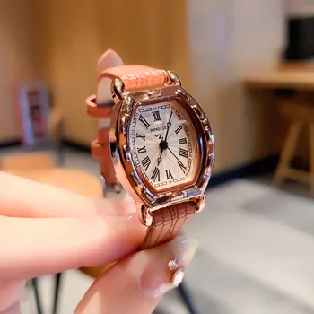 Дамски кварцов часовник Класически Елегантен циферблат в овална форма, кожена каишка, дамски часовници нишевого марка, малки ръчни часовници Reloj Simple