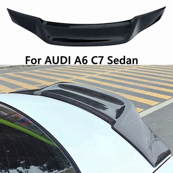 За AUDI A6 C7 Седан R Style от въглеродни влакна FRP неокрашенный лъскаво черно, Изкован от въглеродни влакна заден спойлер 2012-2016 Крило на багажника