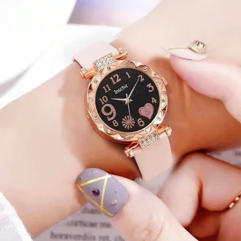 Модни Луксозни Дамски часовник с каишка от изкуствена кожа, дамски кварцови часовници, Дизайнерска гривна от сплав за дамите, подарък Relógio Feminino