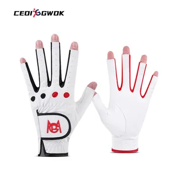 Ръкавици за голф CEOI GWOK, дамски ръкавици за голф с полупальцами и дышащим дизайн, еластичен материал ликра, пълна пара
