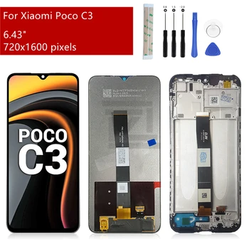 за Xiaomi Poco C3 LCD дисплей С Сензорен Екран Дигитайзер В Събирането на Рамка За Xiaomi C3 Резервни Части За Ремонт на Дисплея 6,43