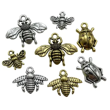 Серия Sweet and Сладко Insect Пчела калинка Малки висулки-талисмани За направата на гривни За колиета обеци, свързващи елементи за бижута, консумативи