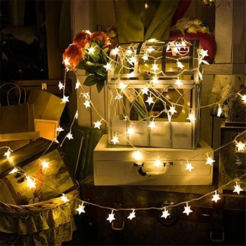 Led Star Страхотна Гирлянди Струнни светлини Новост Коледна Сватбена Украса за дома със Звездите на Желания Завеса Струнен светлина