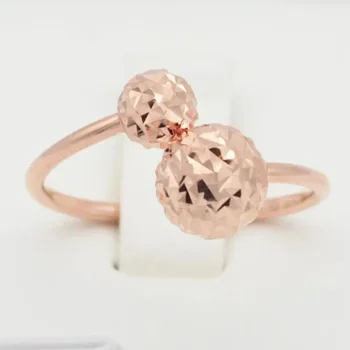 Виолетово-златни 14-каратные розово-златни творчески годежни пръстени с двойни кръгли мъниста за жени, откриващи прост дизайн, блестящи декорации