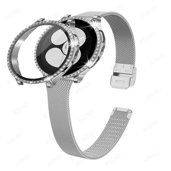 За samsung galaxy watch 4 от каучук + калъф 44 мм 40 мм и каишка от неръждаема стомана, стъклена защитно фолио за екрана, калъф за Galaxy watch 4 гривна