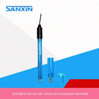 Шанхай Sanxin 201-a 201-c пластмасов pH-композитен електрод в черупката, pH-композитен електрод за лабораторна употреба.