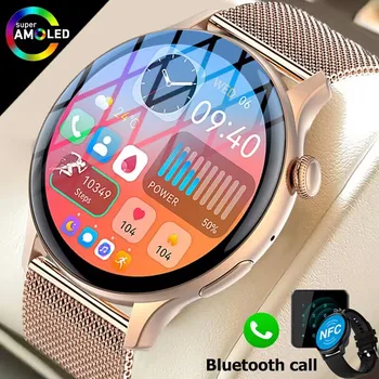 2024 Bluetooth Предизвикателство Женски смарт часовници AMOLED Full Touch Фитнес IP68 Водоустойчив мъжки умни часовници Дамски часовници + кутия за Android и IOS