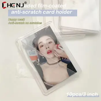 10ШТ ръкави за фотокарточек Idol в корейски стил, прозрачен пластмасов държач за събиране на лепкава филм, набор от карти, Прозрачен удебелена на кутията