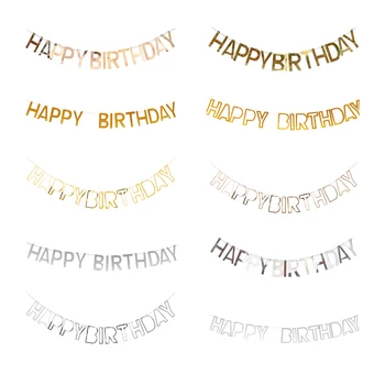 1 бр. комплект 16 4 фута Златна хартия, картички, украса за рожден ден, банер честит рожден Ден, за парти, по повод рождения ден, е знак честит рожден Ден, сребро 16 4 фута