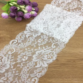 Нежна лейси плат с цвете, бяла лейси покритие, апликация за шиене, сватбен декор, 5 метра, ширина 13 см