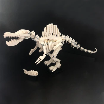Gobricks MOC Скелет на Динозавър Спинозавра Градивен елемент на набор от Изкопаеми Скелети на Динозаври Образование Тухлени Играчки За Деца, Подарък