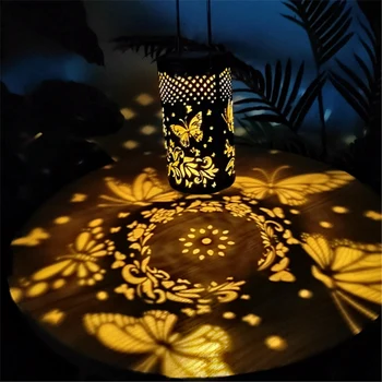 Ретро Слънчев фенер за градината на открито, водоустойчив полилей, проекционная лампа с пеперуда (с заземляющей вилица)