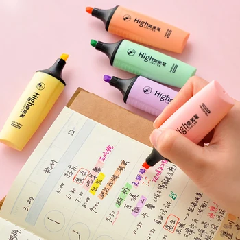 Мини маркери цвят на бадемово орех, пастелни маркери, 6 цвята, маркер химикалки с един текст за училището и офиса