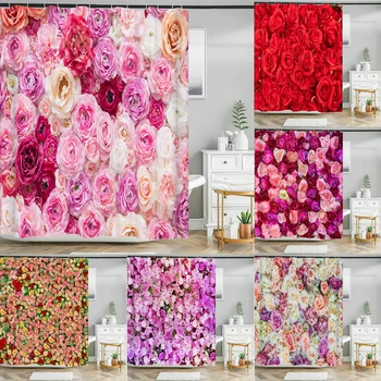 Красивите живи цветя завеса за душ от водоустойчив полиестер завеса за баня розови цветни завеси за баня декор
