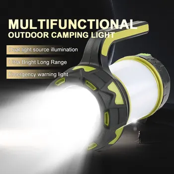 Преносим походный фенер Лампа T6 Beads Фенерче USB Акумулаторна батерия Водоустойчив външен Авариен прожектор със странична подсветка на КОЧАН